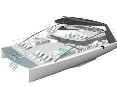 Yacht Catamaran - Tour Boat Low-poly 3D model