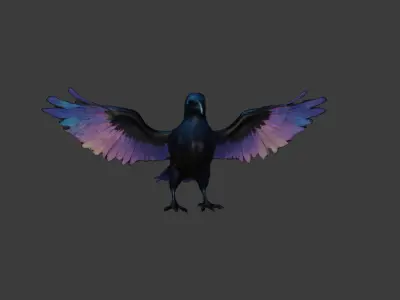Fantasy Raven with Rig Free low-poly 3D model