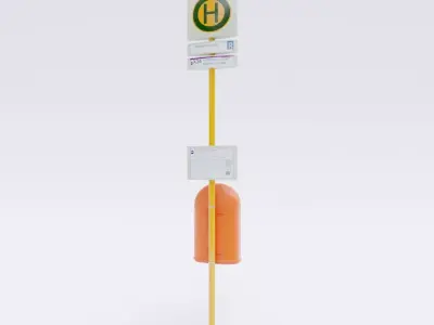 bus stop sign recycling bin 3D model
