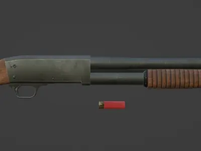 Ithaca M37 Pump-Action Shotgun  Low-poly 3D model