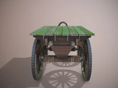 Old Carriage  PBR low poly game ready Low-poly 3D model