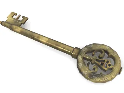 Low Poly Ornate Key Low-poly 3D model