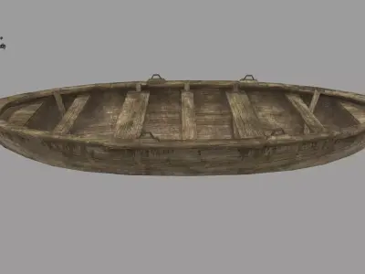 boat 4 wooden Low-poly 3D model