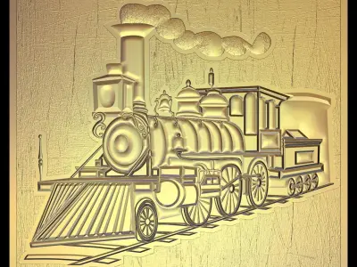 Steam locomotive Suitable for embossing Hot Foil Technique 3D model