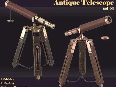 antique telescope 03 3D model