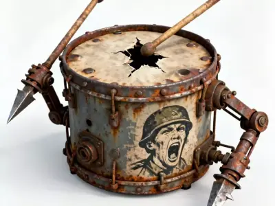 Horror Rusted Mechanical Tin Drum 3D Model Low-poly 3D model