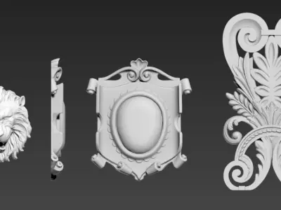reliefs plaster patterns decorations Free 3D model