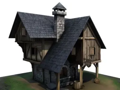 Medieval Building 01 Blacksmith Forge Low-poly 3D model