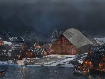 Viking building KitBash 3D model