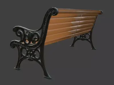 park bench low poly Low-poly 3D model