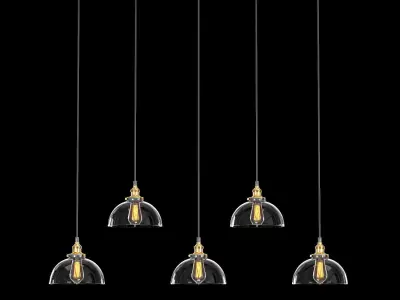 FACTORY FILAMENT CLEAR GLASS DOME RECTANGULAR PENDANT 3D model