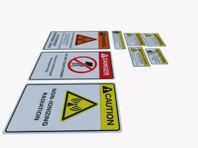 Hazard warning signs Low-poly 3D model