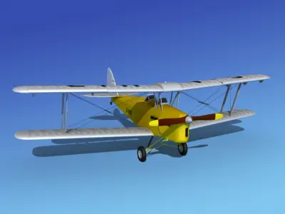 Dehavilland DH82 Tiger Moth V02 3D model