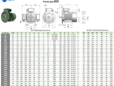 315L B35 Left 4-8 Pole IEC electric motor - 3D CAD model 3D model