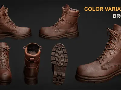 Military Leather Boot 3d scan highpoly Low-poly 3D model