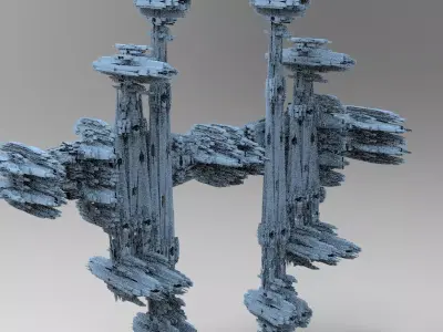 Sci fi Alien Mushroom rock City Top 3D model