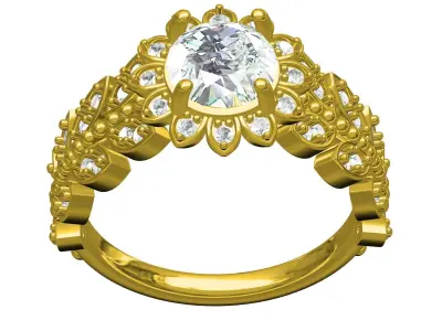 Antique Leaves All Around Engagement Ring for Women 3D print model