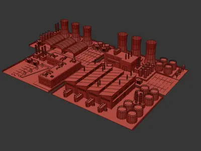 Cartoon Low Poly Industry Package Low-poly 3D model