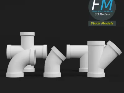 PVC pipe joints 3D model