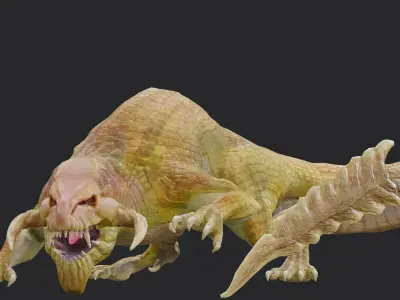 Earth dragon model - reptile monster rigged creature for Blender Low-poly 3D model