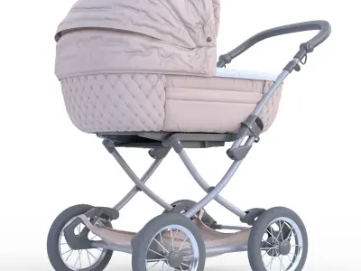 Baby Carriage Low-poly 3D model