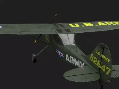 Piper PA 18 Super Cub Birddog Free low-poly 3D model