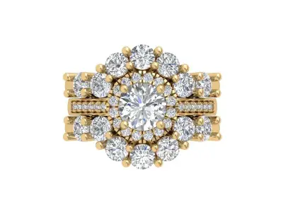 Solitair Ring Bridal Set 3D print model 33