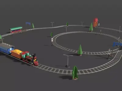 Toy Railway Low-poly 3D model