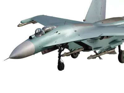 Sukhoi Su-27 with interior 3D model