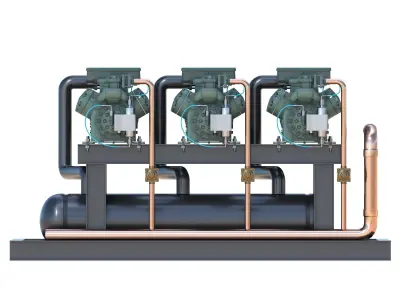 Multicompressor industrial refrigeration units 3D model