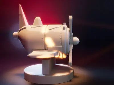 Stylized Cartoon Airplane  Low Poly 3D Model with PBR Materials Low-poly 3D model