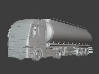 Generic Semi Trailer Fuel Truck with Modern Design 3D model