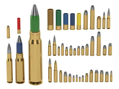 44 Bullets Collection Low-poly 3D model