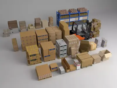 Warehouse Logistics Asset Pack Low-poly 3D model
