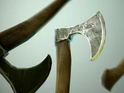 ax with ornament Low-poly 3D model