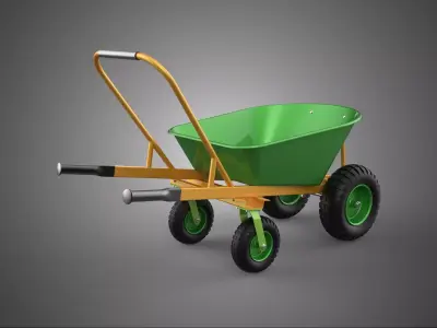 HEAVY DUTY TILTING FOUR CASTER WHEEL BARROW WHEELBARROW DUMPING 3D model