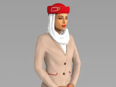 Emirates Airline Stewardess Highly Realistic 3D model
