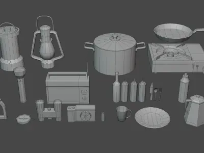 Campsite -  Camping Pack Low-poly 3D model
