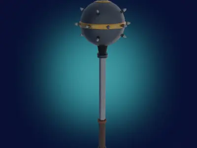 Medieval Realistic Black Metal Mace Melee Weapon PBR  Free 3D model