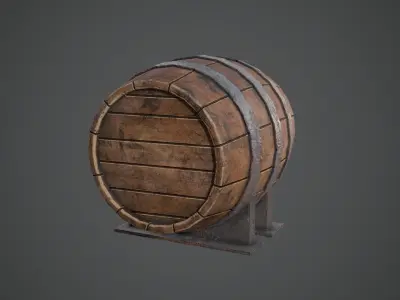 BARREL OLD Game Ready PBR Low-poly 3D model