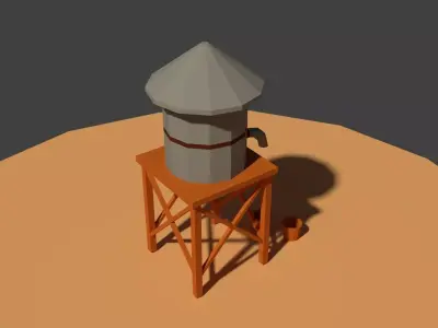 Low Poly Farm Well Low-poly 3D model