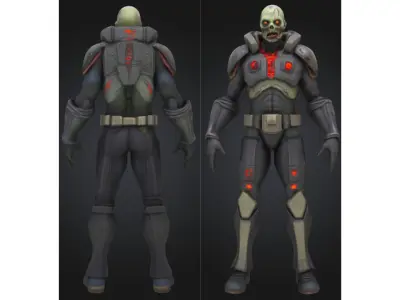 Stylized Zombie Soldier Future Low-poly 3D model