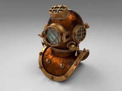 PBR Diving Helmet Low-poly 3D model