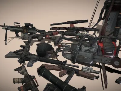 Lowpoly Apocalypse Weapons Low-poly 3D model
