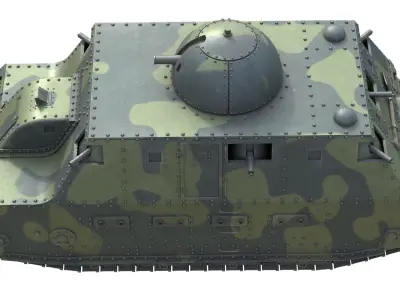Fiat 2000 italian heavy tank Low-poly 3D model