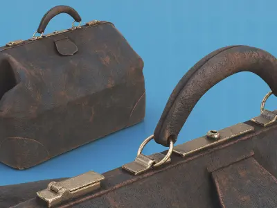 Vintage Shabby Leather Bag 3D model