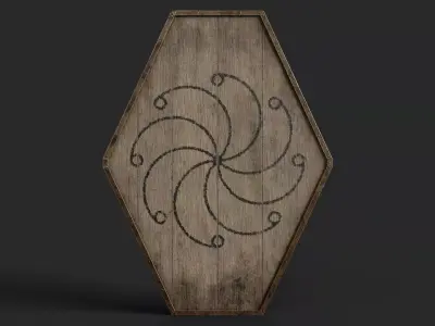 Slavic diamond-shaped shield painted radial symbol Low-poly 3D model