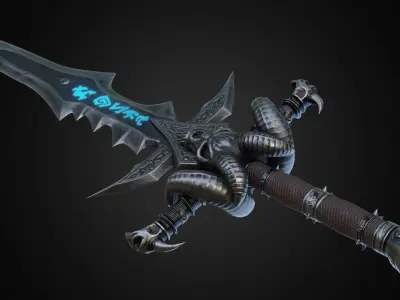 FROSTMOURNE sword with glow Low-poly 3D model