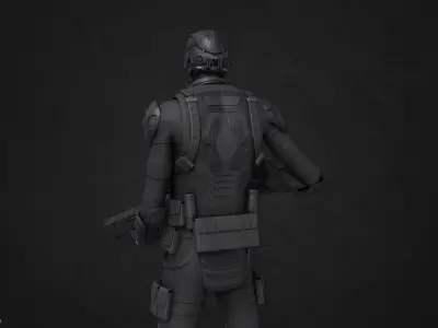 Elite soldier Low-poly 3D model