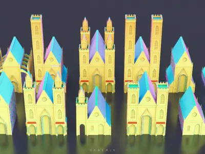 Medieval building pack Low-poly 3D model by SFDEMIR